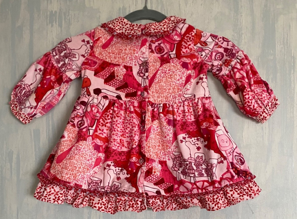 OILILY Pink Floral Ruffled Baby Girl Coat Dress 18 mo 2T 100% Cotton 'Velvet'